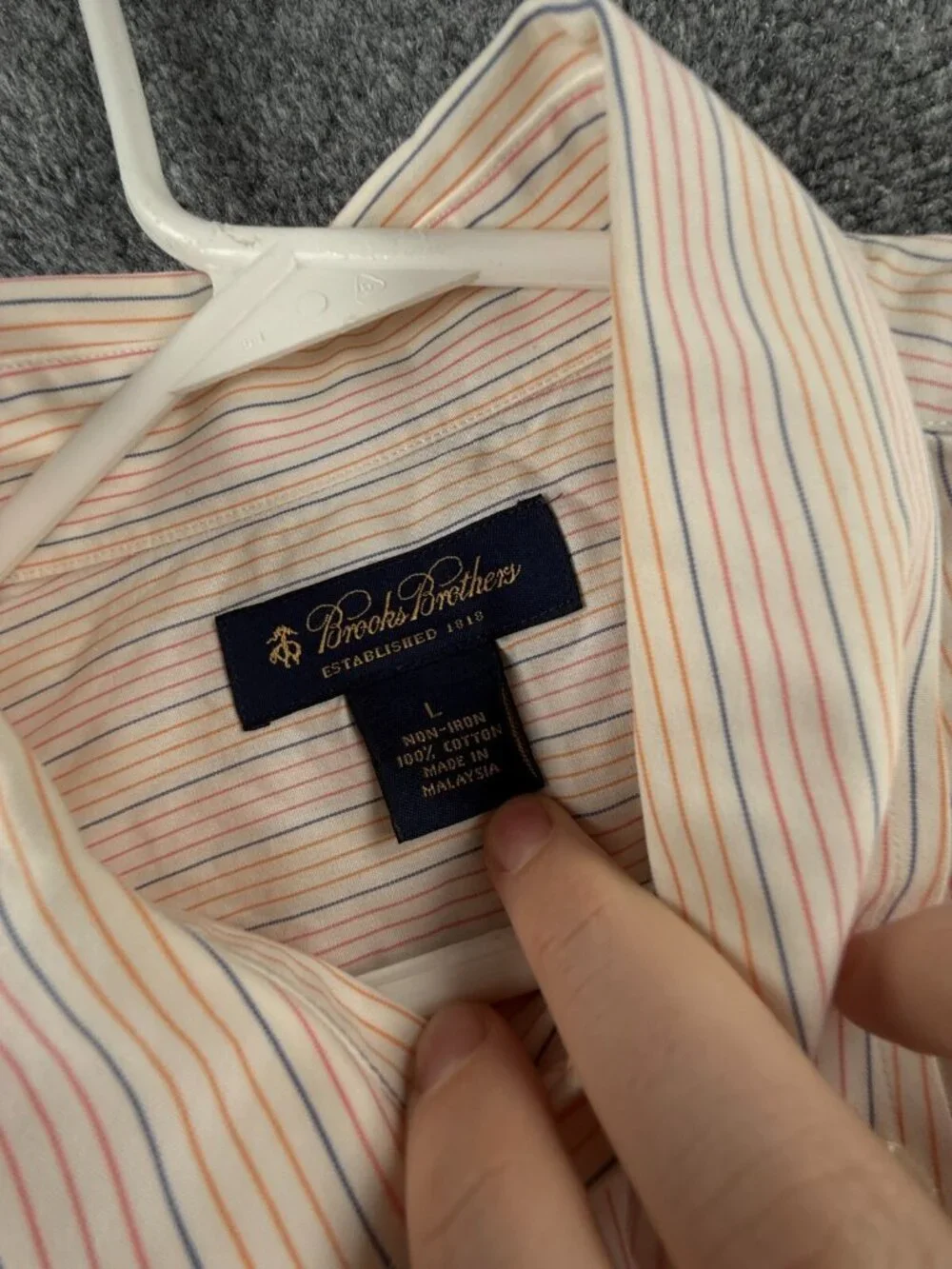Brooks Brothers Non Iron Long Sleeve Button Up Shirt Striped Pink Orange Large